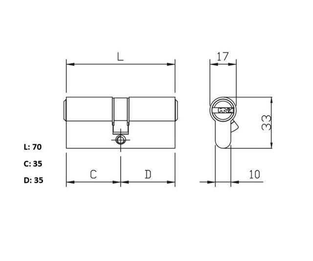 SET 3 CYLINDER 35-35 70MM ISEO