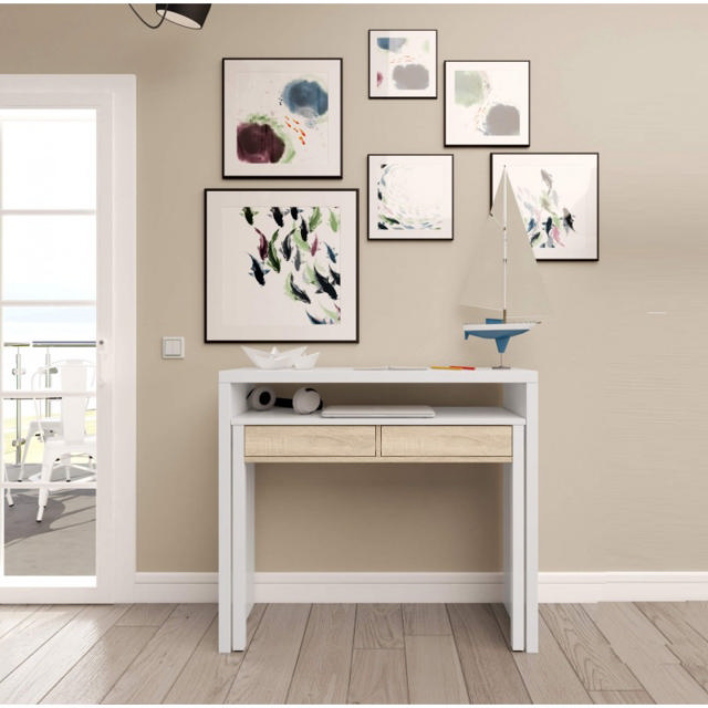 FORES HABITAT COMPUTER DESK WHITE/OAK 87.5X 98.5X36CM