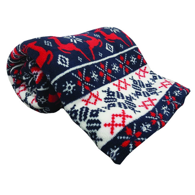 XMAS BLANKET 130X160 BLUE/RED