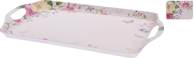 SERVING TRAY MELAMINE FLOWER