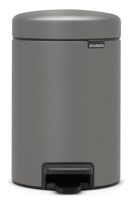 BRABANTIA NEW ICON PEDAL BIN, LUXURY EDITION, 3 LITRE - MINERAL CONCRETE GREY