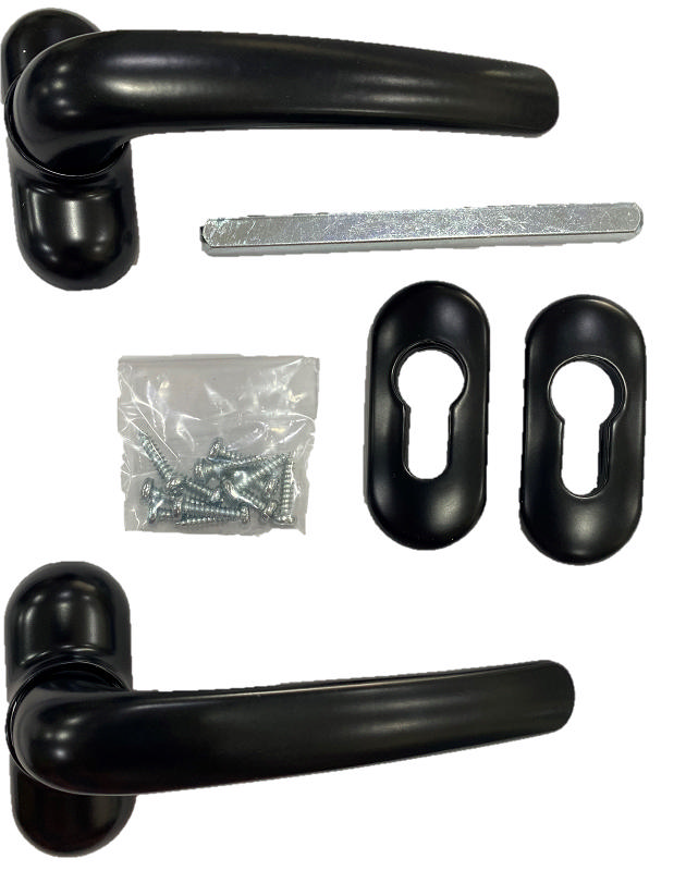 HANDLES SET ALUM DOOR 4SCR BLK