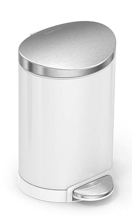 SIMPLEHUMAN SEMI ROUND PEDAL BIN 6L WHITE