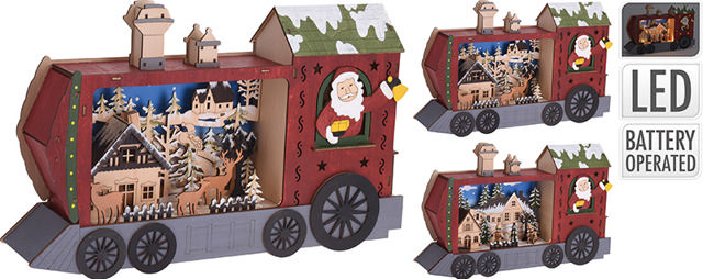 TRAIN XMAS SCENE WITH LED 2 ASSORTED DESIGNS