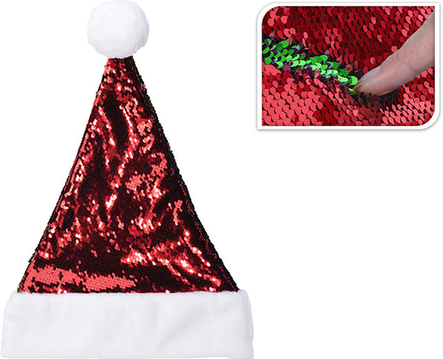 XMAS HAT SEQUINS RED GREEN