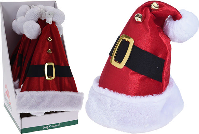 XMAS HAT DELUXE WITH BELT 40CM