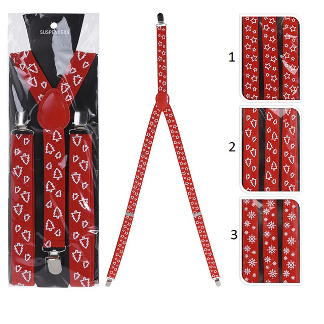 SUSPENDERS WITH XMAS 3 ASSORTED DESIGN