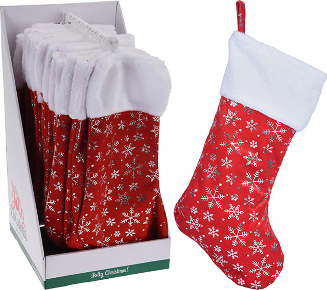 XMAS STOCKING 42CM SNOWFLAKE