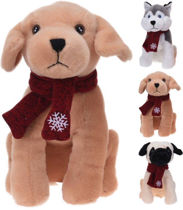 XMAS DOG PLUSH 24CM 3ASS