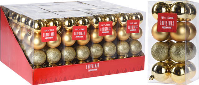 XMAS BALL 16X50MM GOLD