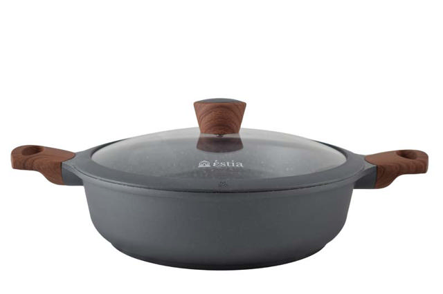 ESTIA STONE LOW CASSEROLE WITH LID 28CM