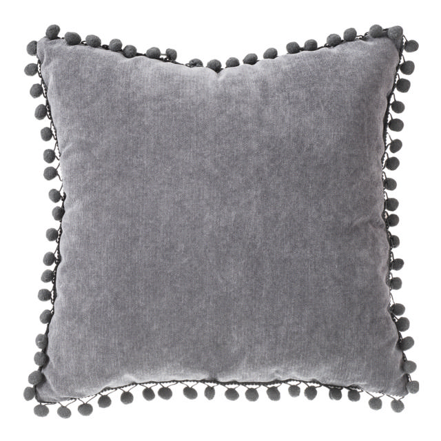 CUSHION WITH POMPON 40X40CM DARK GREY