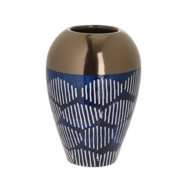 CRMC VASE BLUE/GOLD D16X24