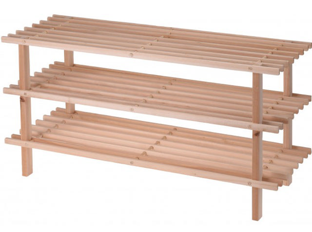 SHOE RACK FIR WOOD 3 LAYERS 77x26x40CM