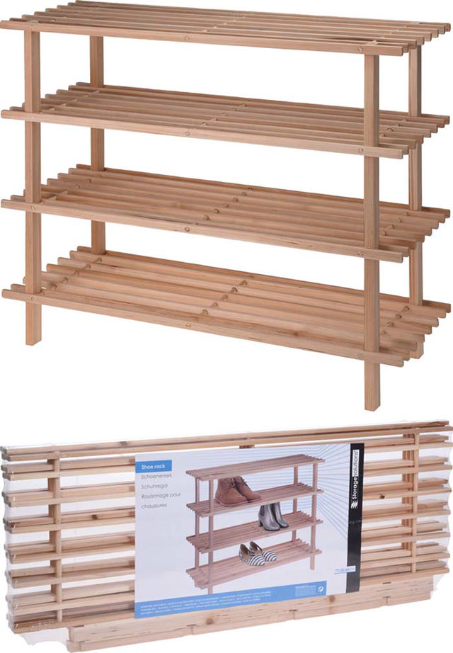 SHOE RACK FIR WOOD 4 LAYERS