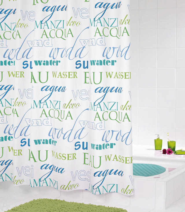 SHOWER CURTAIN VINYL 180X200 CM WODA GREEN