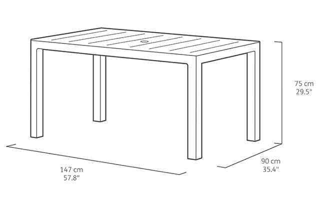 KETER JULIE OUTDOOR TABLE 147X90X75CM - GRAPHITE