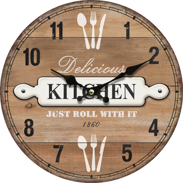 WALL DECO CLOCK 34CM MDF