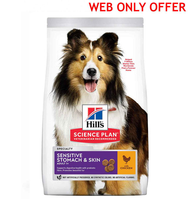 HILLS SCIENCE PLAN CANINE ADULT DOG SENSITIVE SKIN & STOMACH MEDIUM CHICKEN 14KG