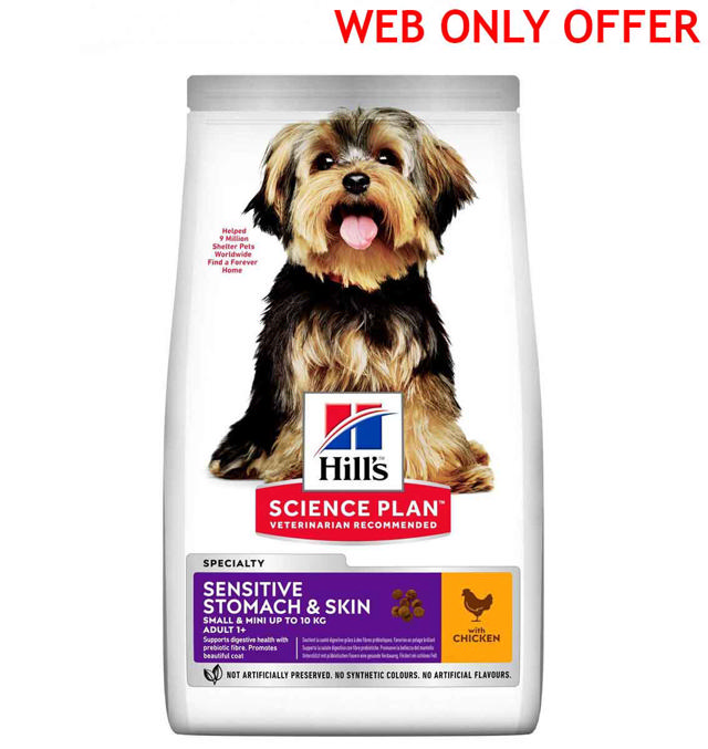 HILLS SCIENCE PLAN ADULT DOG SENSITIVE STOMACH & SKIN SMALL & MINI CHICKEN 1.5KG