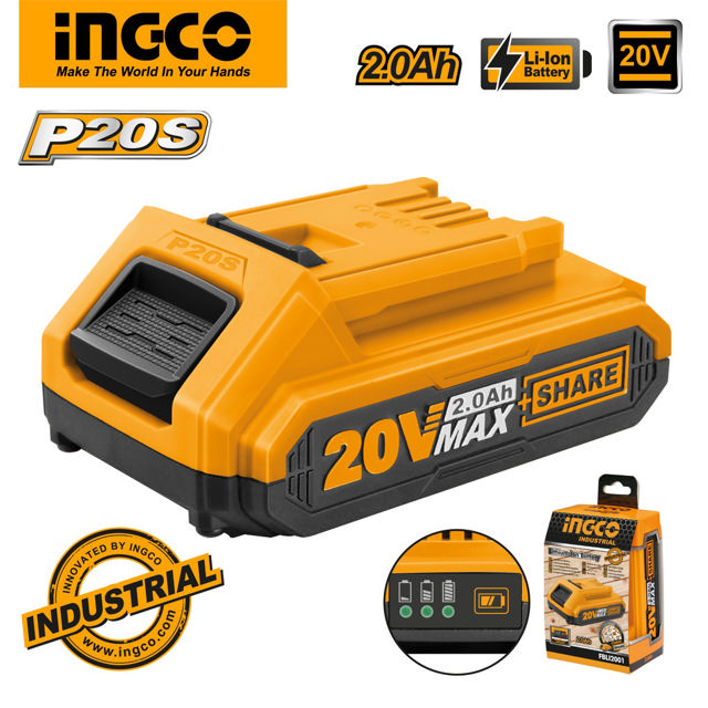 INGCO CKLI2008 20V LI-ION DRILL AND ROTARY HAMMER SET WITH 2 2AH BATTERIES 1 CHARGER AND TOOLBAG 