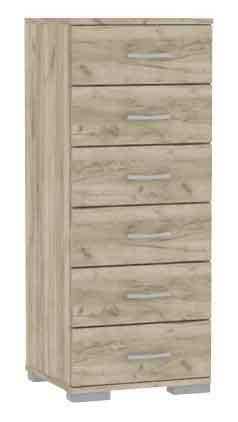 EKOWOOD CHEST OF DRAWERS WITH 6 DRAWERS 45X36X109CM GREY