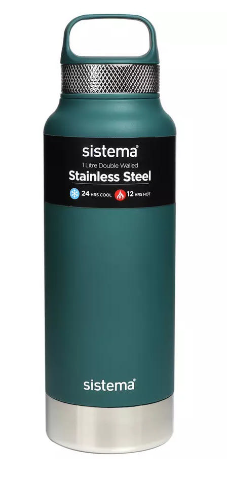 SISTEMA HYDRATION BOTTLE STAINLESS STEEL 1L 5 ASSORTED COLORS