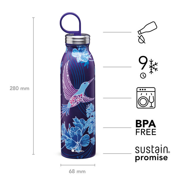 ALADDIN NAITO CHILLED THERMAVAC WATER BOTTLE RIVERSIDE INDIGO 550ML 9 HRS COLD