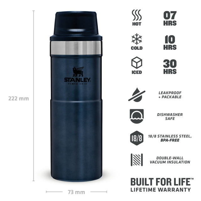 STANLEY CLASSIC TRIGGER ACTION TRAVEL MUG BLUE 0,47LTR