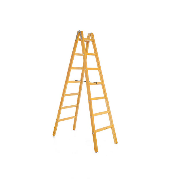 WOODEN LADDER 7+7 STEPS 2.25M