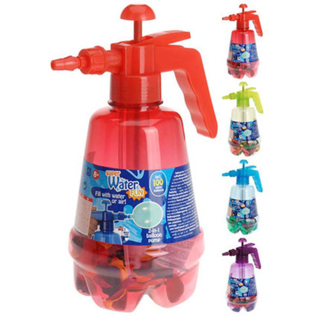 WATER PUMP BALLOON SPRAYER WITH 100 BALLOONS 1.7L 4 ASSORTED COLORS