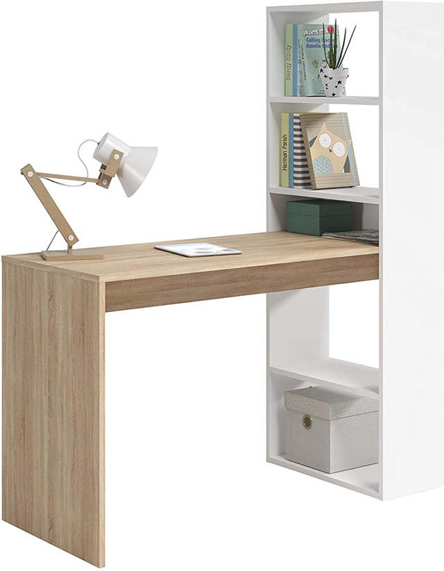 FORES DUPLO DESK WITH BOOKCASE 144X120X53CM OAK/WHITE 