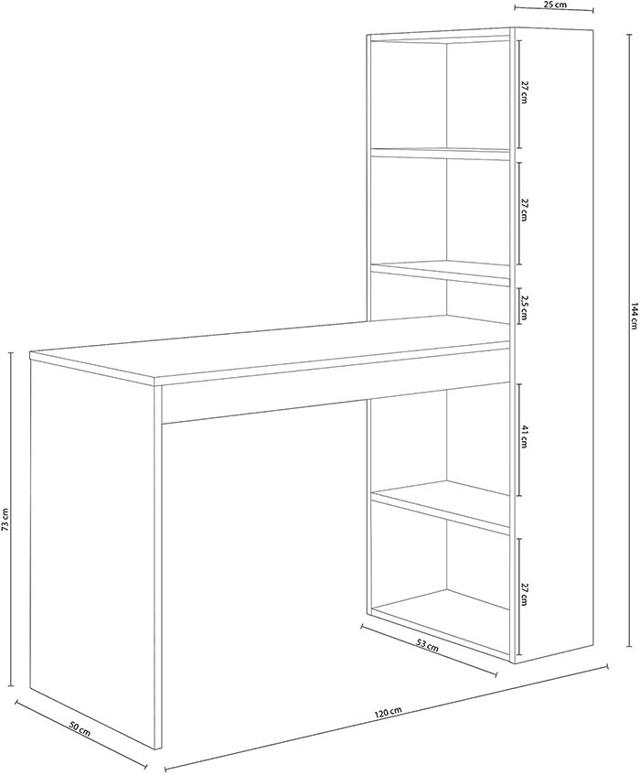 FORES DUPLO ΓΡΑΦΕΙΟ ΜΕ ΒΙΒΛΙΟΘΗΚΗ 144X120X53CM ΛΕΥΚΟ/ΒΑΛΑΝΙΔΙ