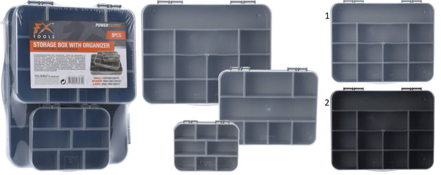 FX TOOLS STORAGE BOX WITH ORGANIZER 3PCS