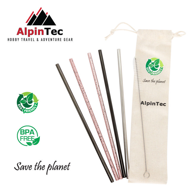 ALPIN STRAWS STRAIGHT STAINLESS STEEL DIAMETER 6MM 6PCS