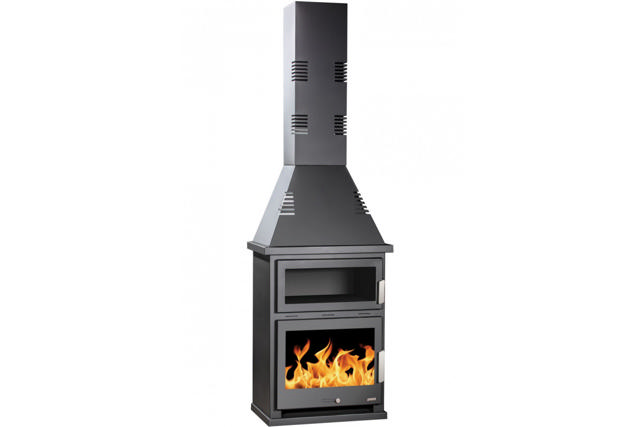 WOOD STOVE 16,5KW OVEN+HOOD