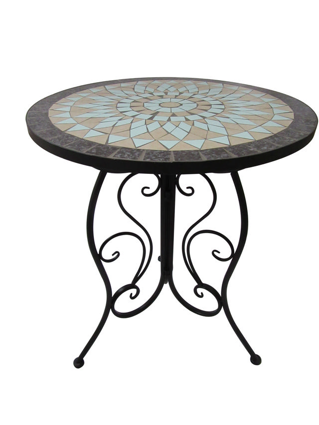 DENVER METALLIC MOSAIC TABLE Ø60CM BLUE