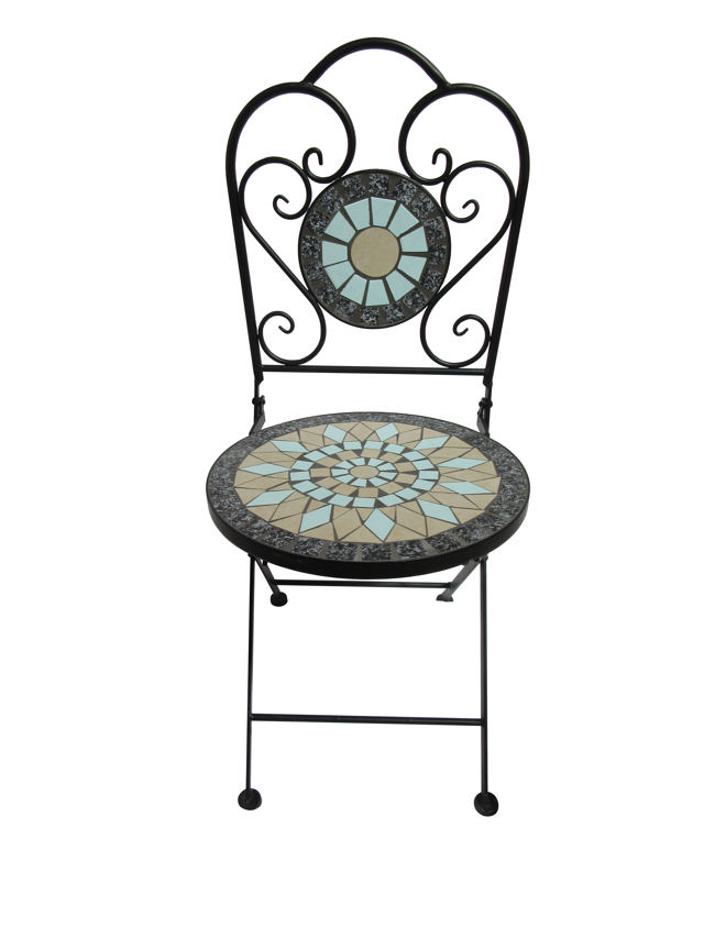 ZETA METALLIC MOSAIC CHAIR 38Χ38Χ90CM BLUE