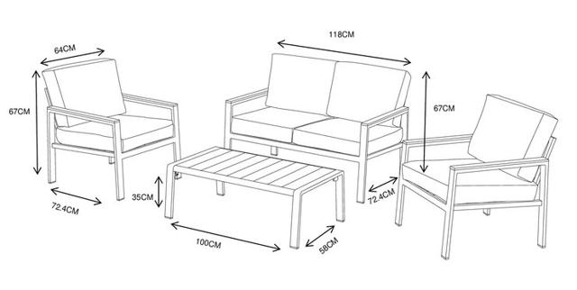 TOULOUSE 2 SEAT SOFA SET 4PCS - WHITE