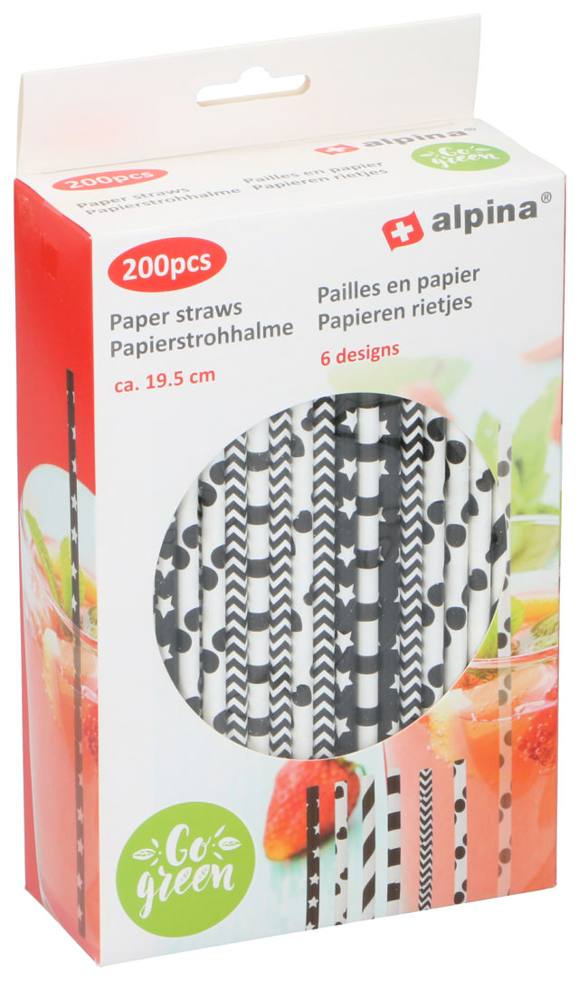 ALPINA PAPER STRAW 200PCS 2ASS PA