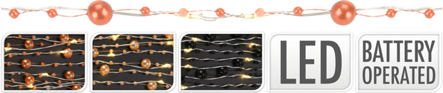 LED GARLAND WITH BEADS 5M 3 ASSORTED DESIGNS