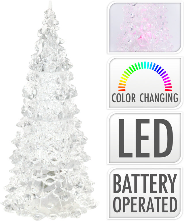 XMAS TREE ACRYL CLR LED 17CM