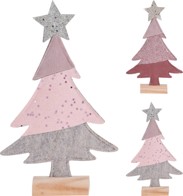 ELEGANCE (THEMA) TREE FELT ON WOODEN BASE 4 ASSORTED DESIGNS