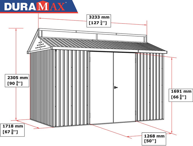 DURAMAX ALUMINIUM SKYLIGHT ΑΠΟΘΗΚΕΥΤΙΚΟΣ ΧΩΡΟΣ 10X6FT ΓΚΡΙ