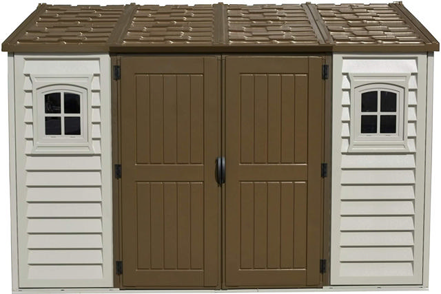 DURAMAX PLASTIC APEX SHED 10.5X8FT IVORY/BROWN