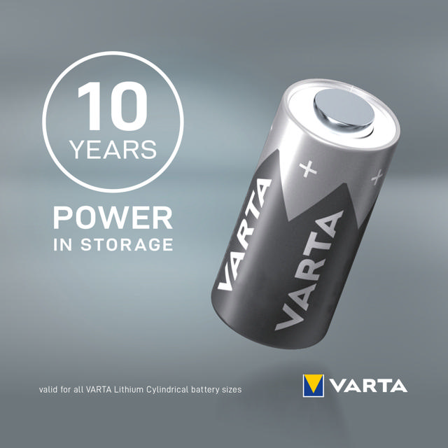 VARTA LITHIUM CYLINDRICAL CR123A, CR17345 (ROUND CELL BATTERY, 3V) PACK OF 1