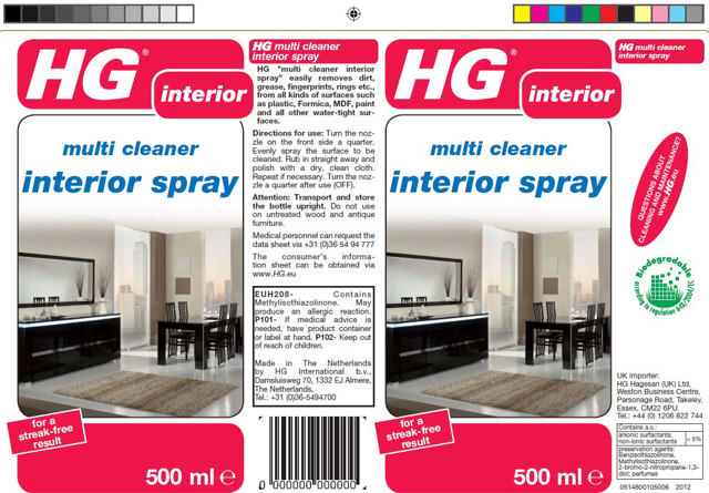 HG INTERIOR SURFACE CLEANER SPRAY 500ML