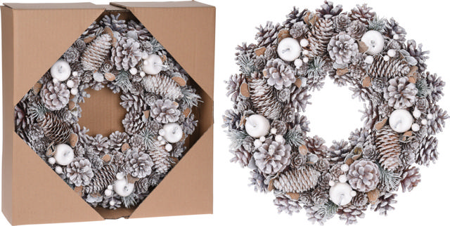 WREATH PINE CONES 34CM