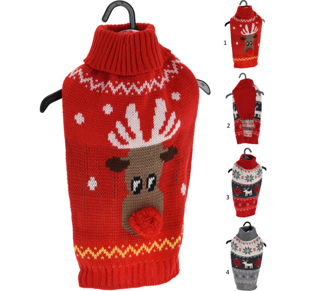 XMAS SWEATER FOR PETS 4 ASSORTED DESIGNS