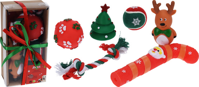 DOG TOY XMAS SET 6PCS